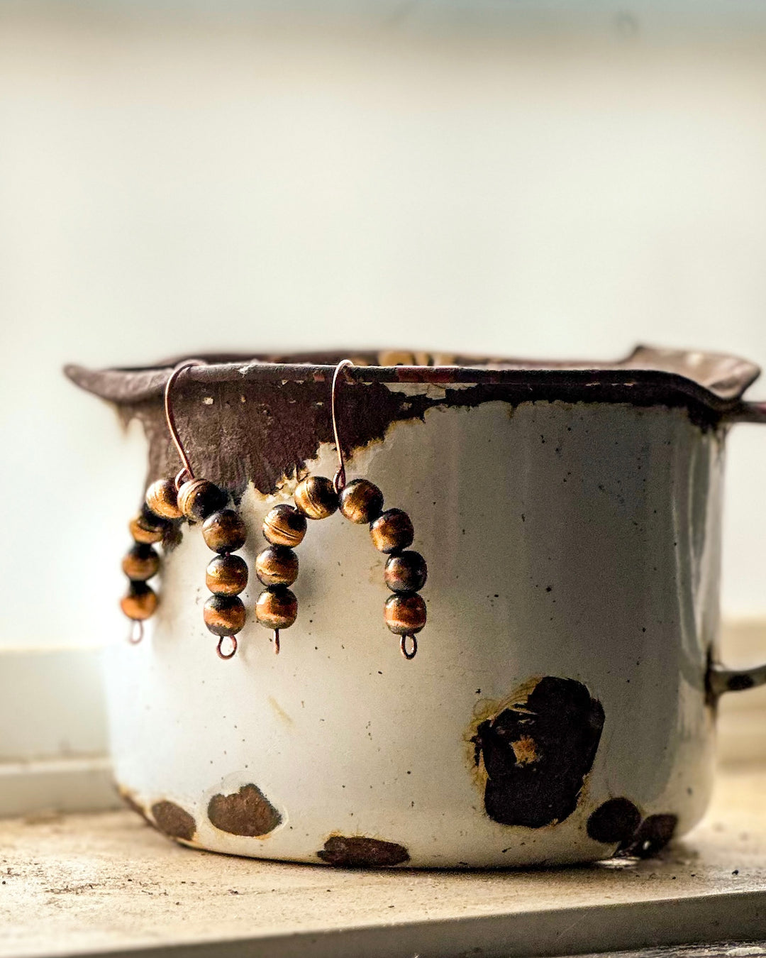 Copper Navajo Pearl Rainbow Earrings