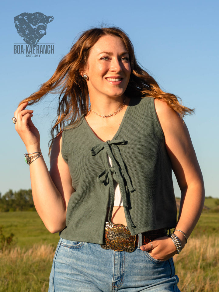 Ash Jade Tie-Front Sweater Vest