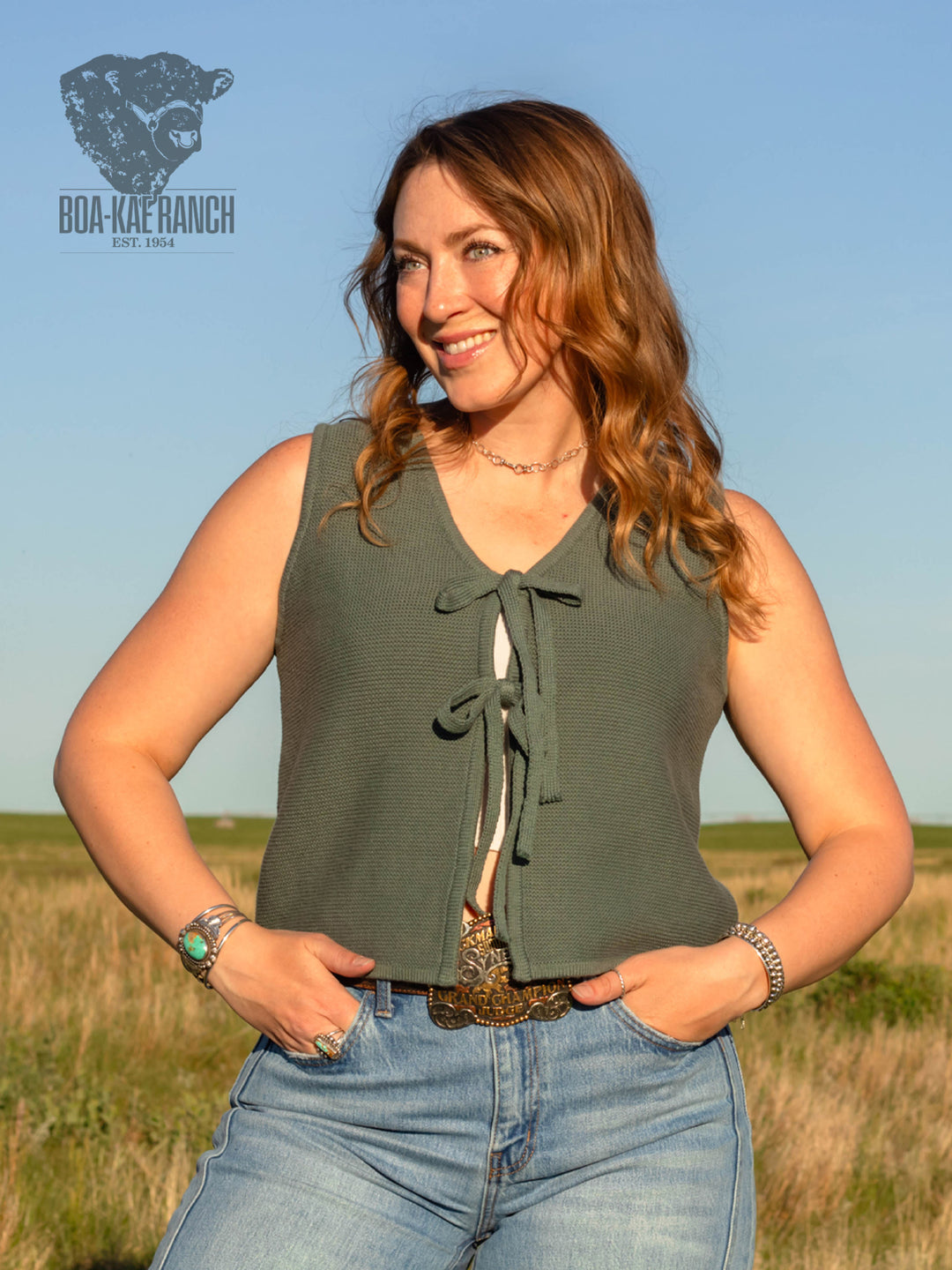Ash Jade Tie-Front Sweater Vest