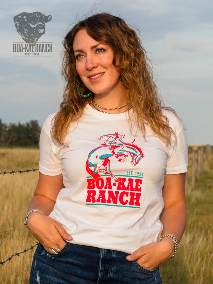 BKR Turquoise & Coral Bronc Tee