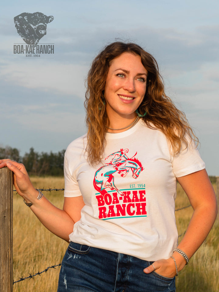 BKR Turquoise & Coral Bronc Tee