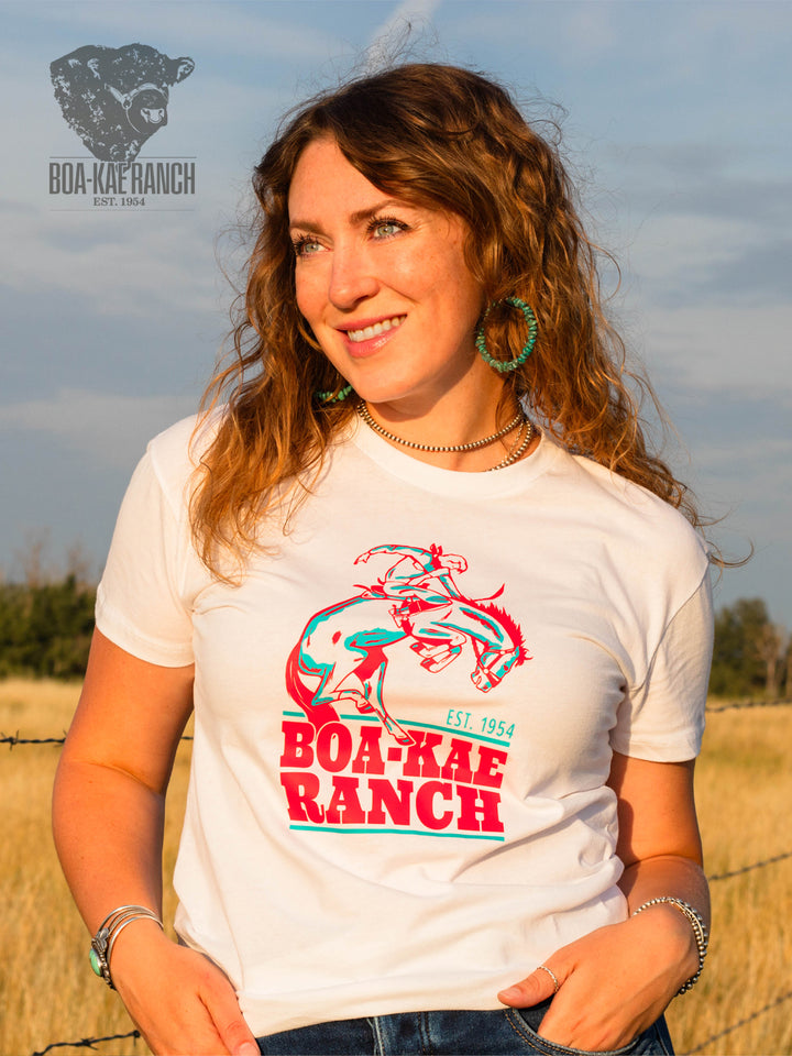 BKR Turquoise & Coral Bronc Tee