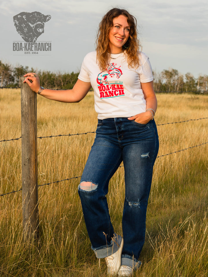 BKR Turquoise & Coral Bronc Tee