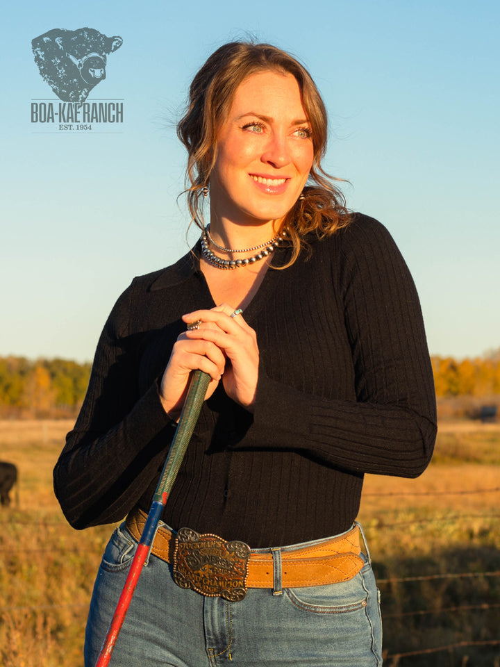 Black Cherry Polo Cardigan