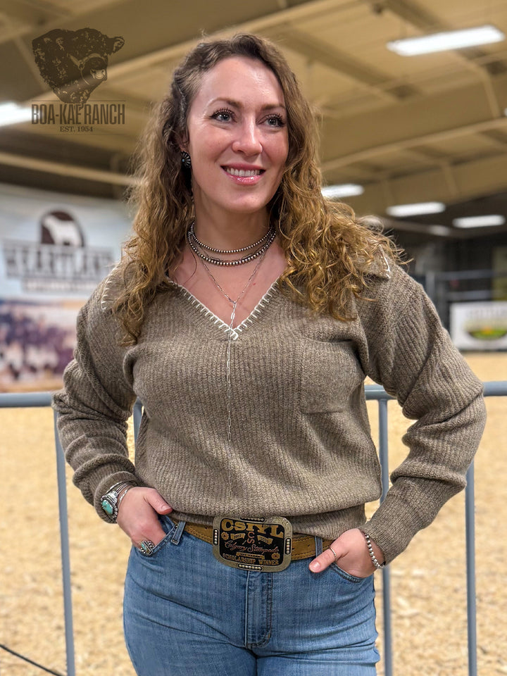 Blanket Stitch Collared Sweater