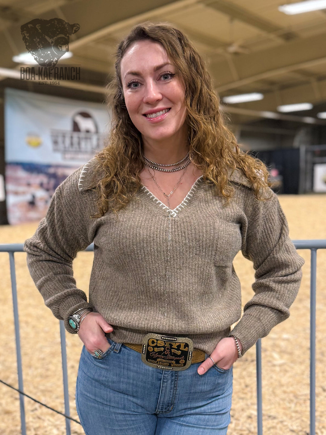 Blanket Stitch Collared Sweater