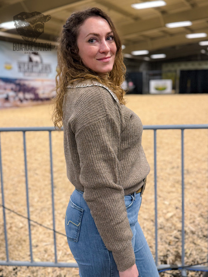 Blanket Stitch Collared Sweater