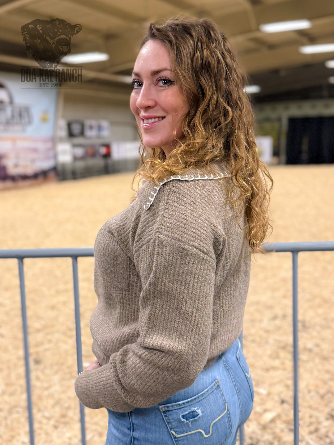 Blanket Stitch Collared Sweater