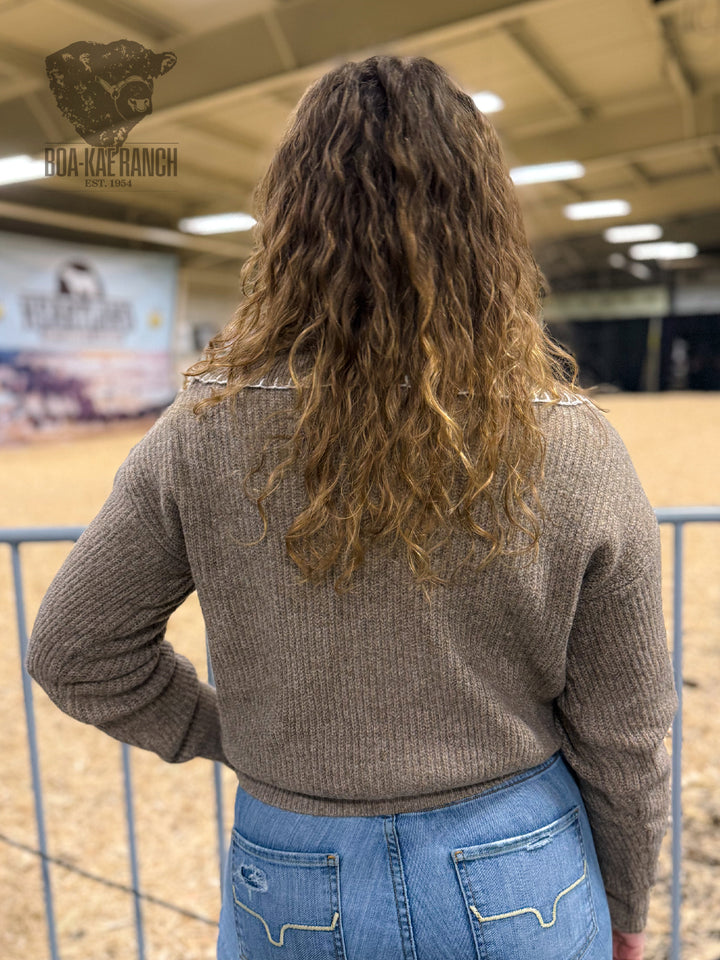 Blanket Stitch Collared Sweater