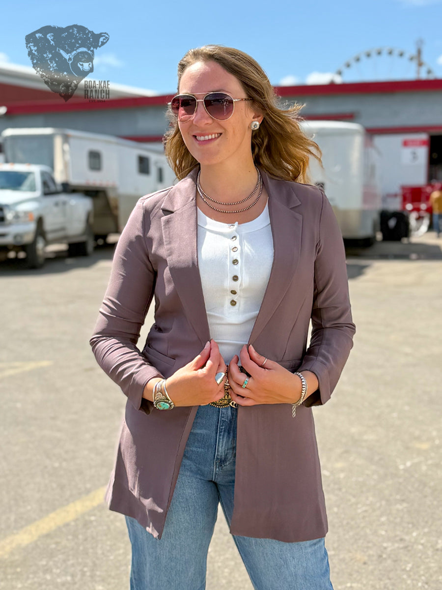 Princess Seam Buttonless Long Blazer