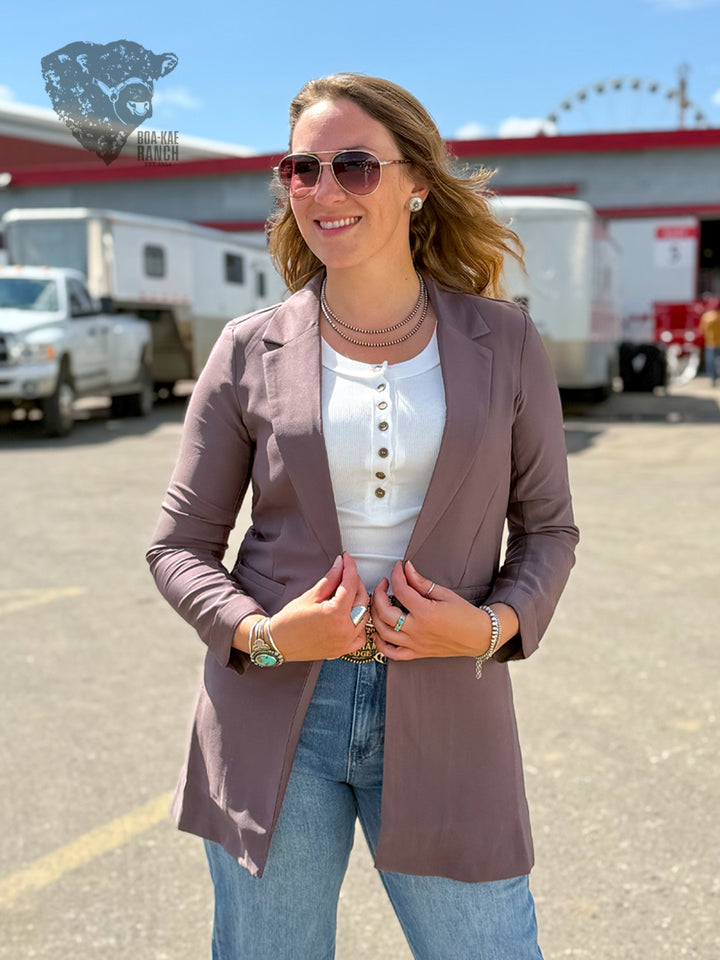Princess Seam Buttonless Long Blazer