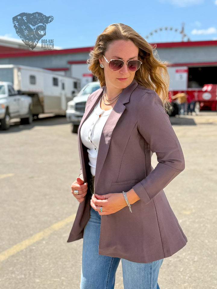 Princess Seam Buttonless Long Blazer