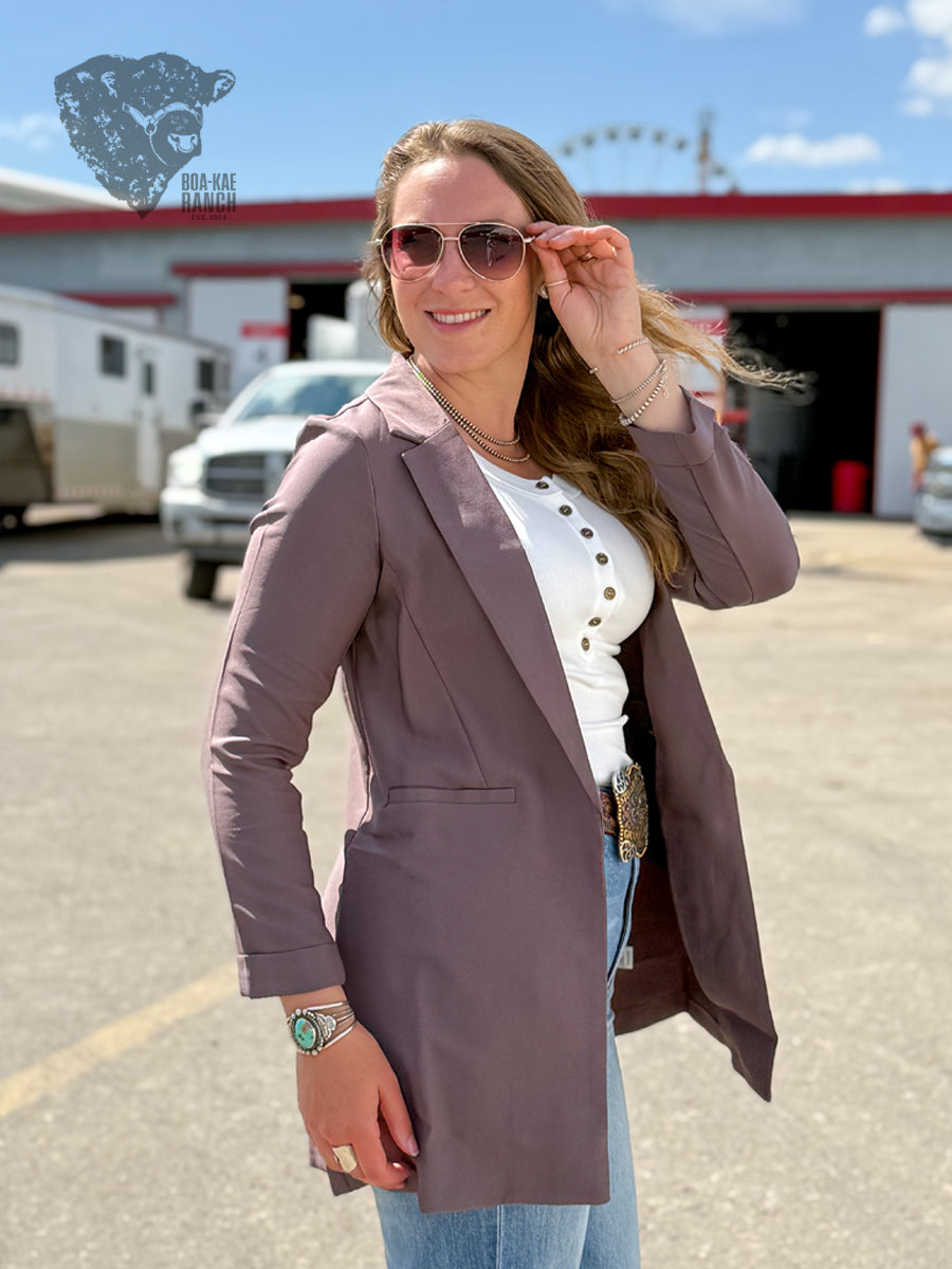 Princess Seam Buttonless Long Blazer
