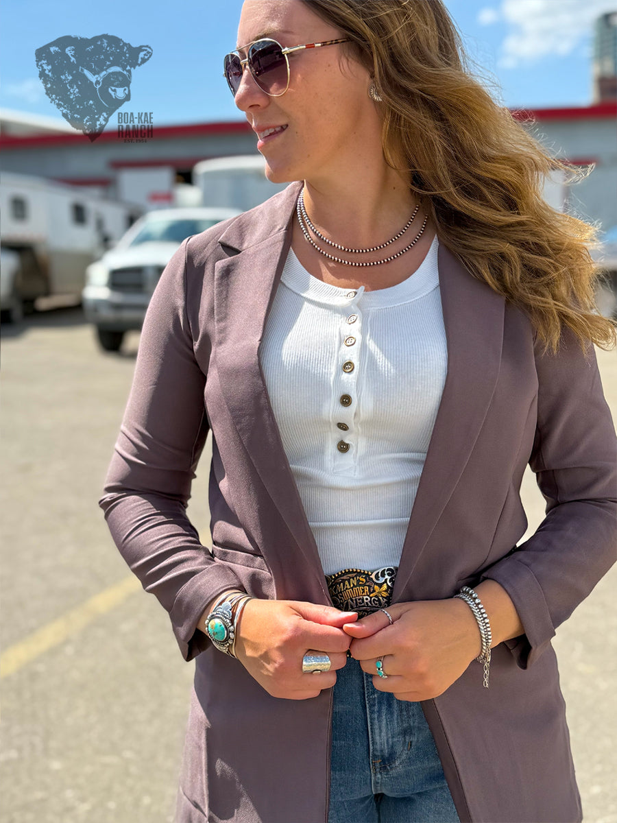 Princess Seam Buttonless Long Blazer