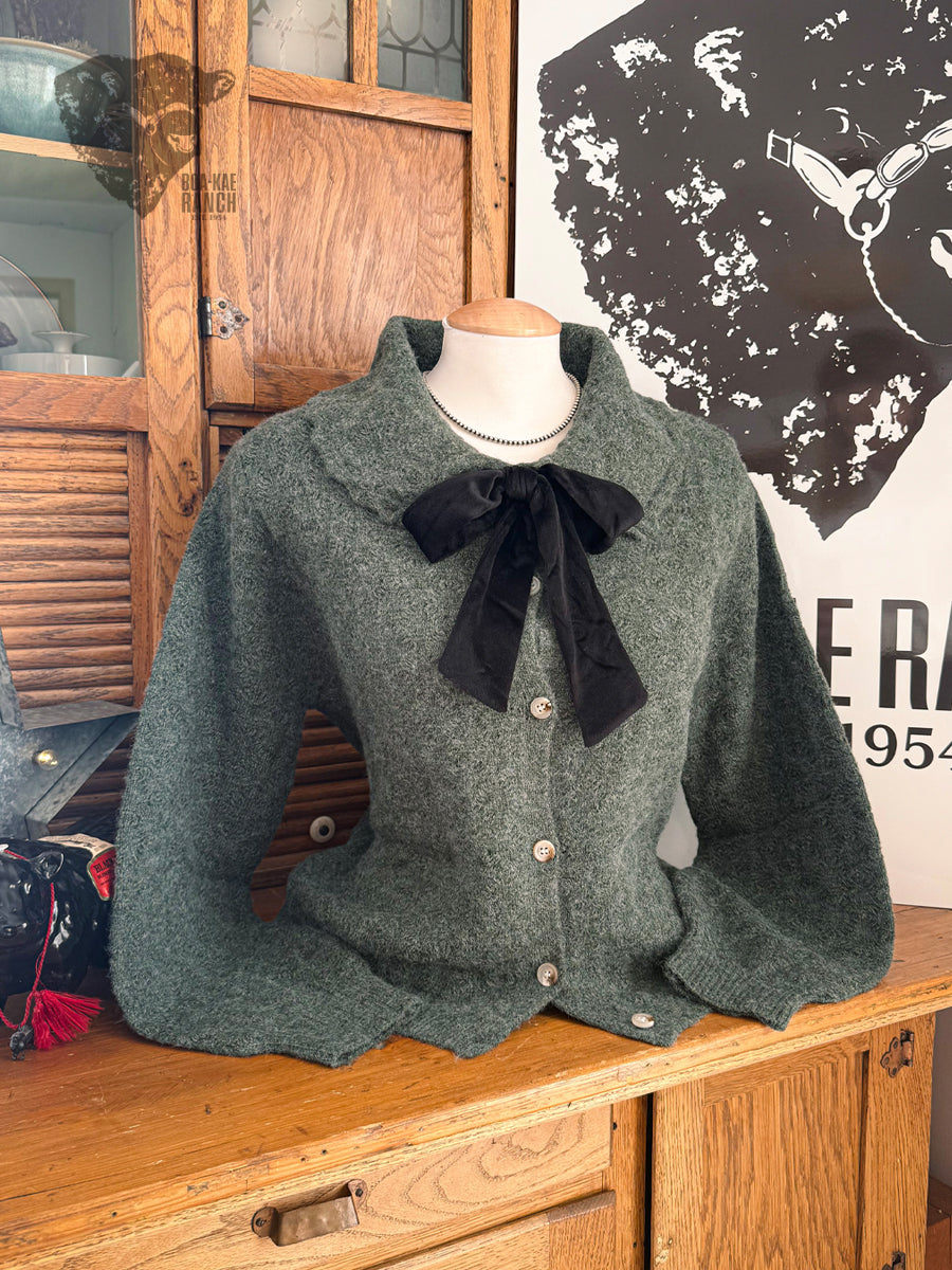 Bow Front Collared Cardigan