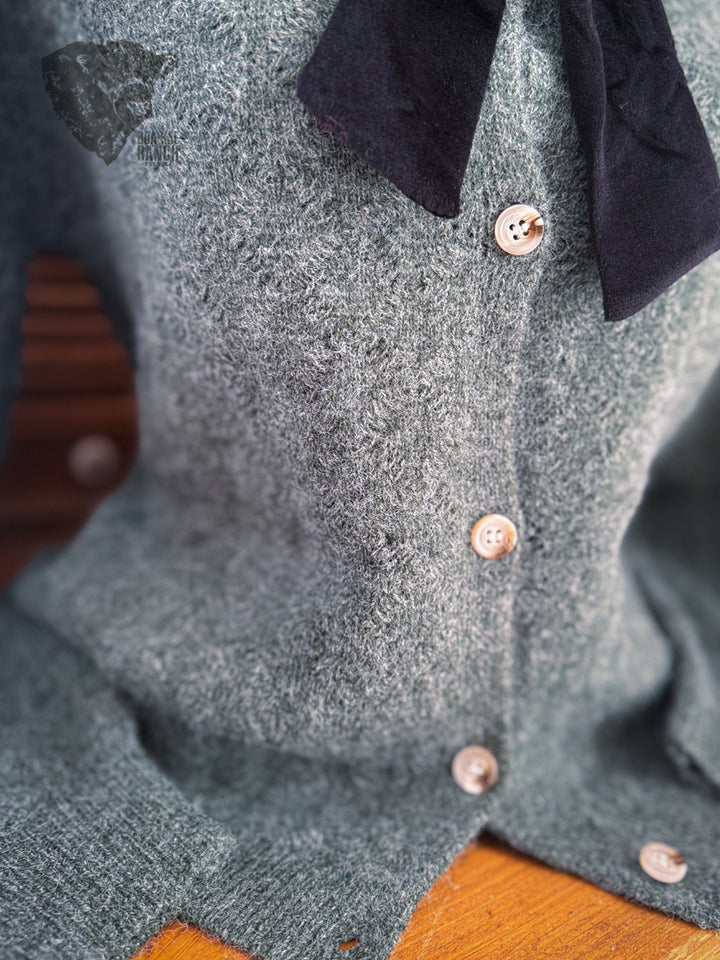 Bow Front Collared Cardigan