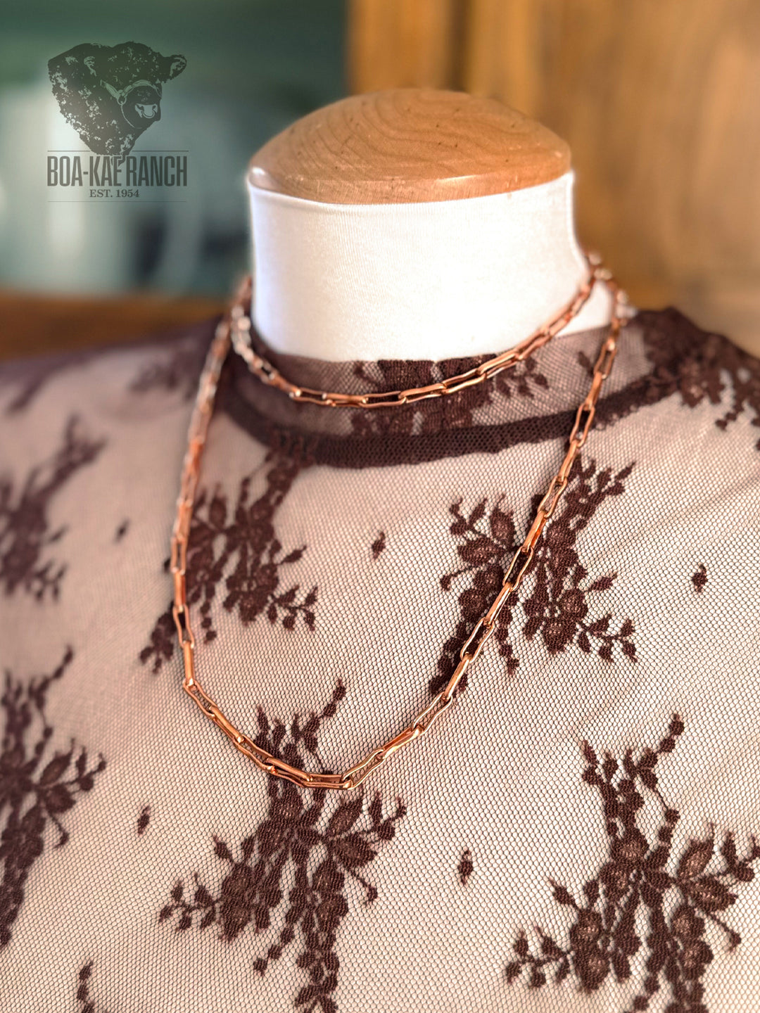 Copper Rein Chain Lariat Necklace
