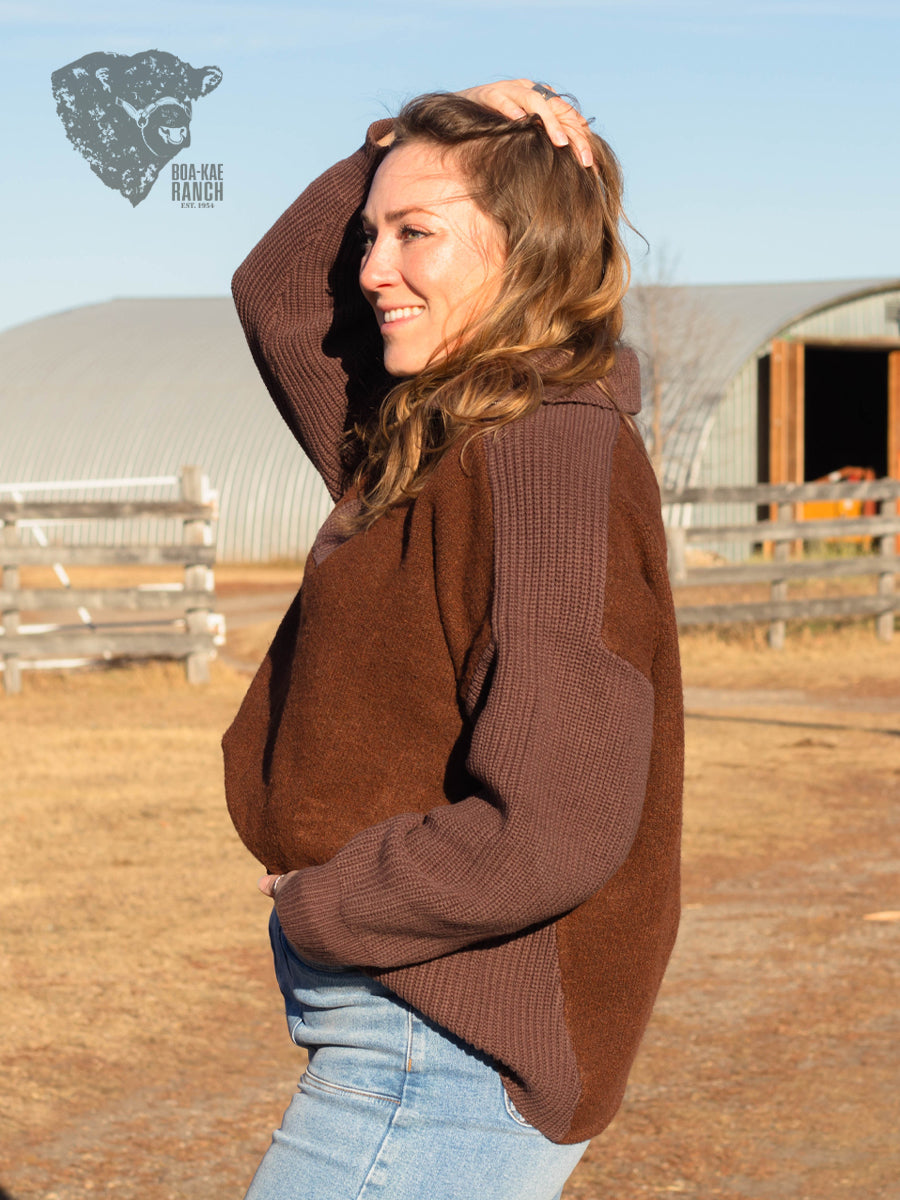 Contrast Ribbed Quarter Zip Sweater