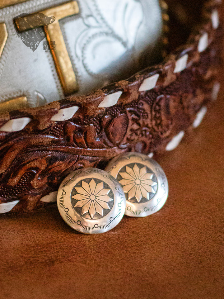 Traditional Stamped Sterling Button Stud Earrings - Small Star