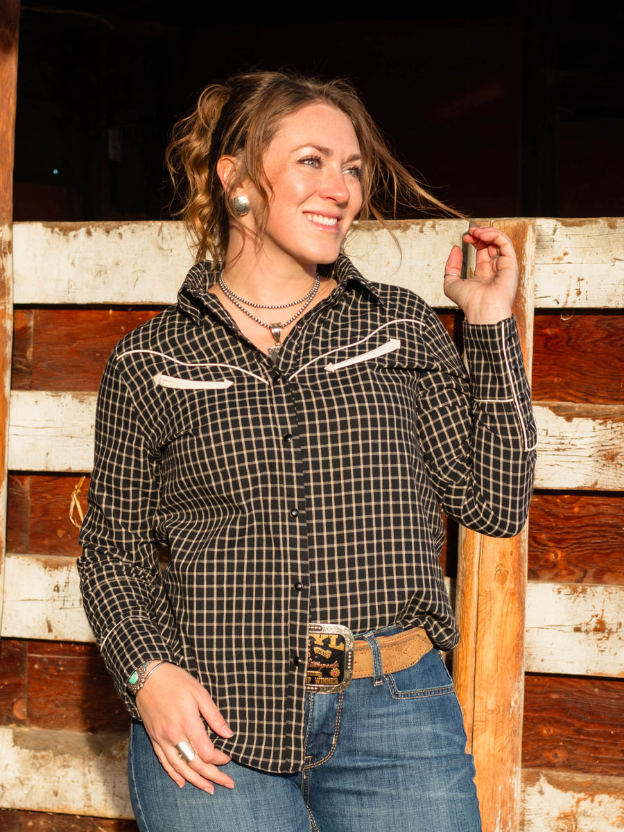 RH Horse Head Sweater Dress & RH Plaid Pearl Snap Set