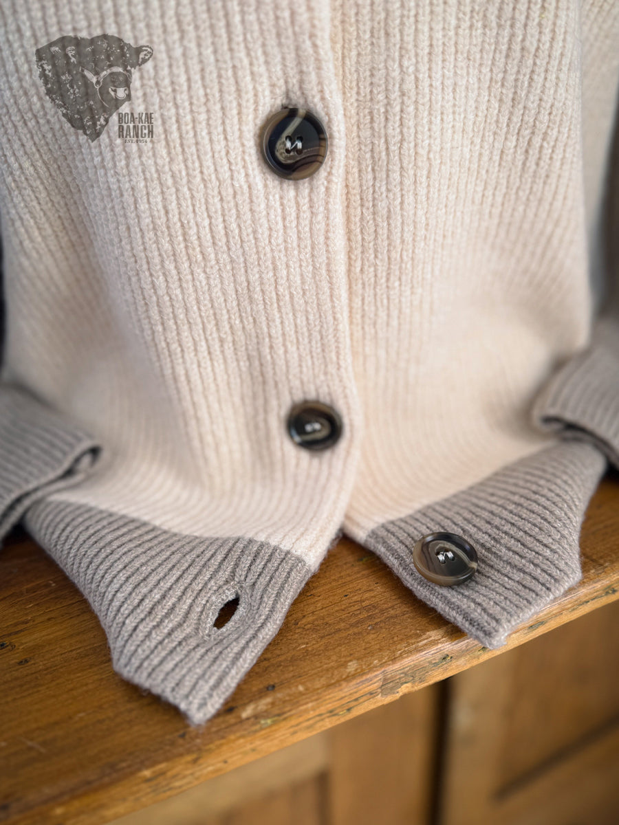 Colour Block Knit Varsity Cardigan - L