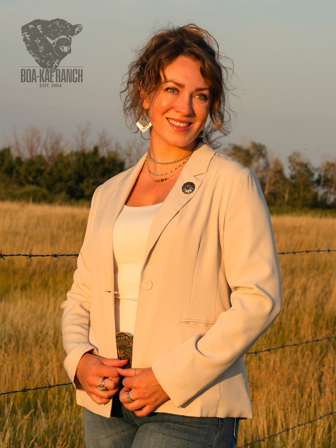Neutral Twill Concho Blazer