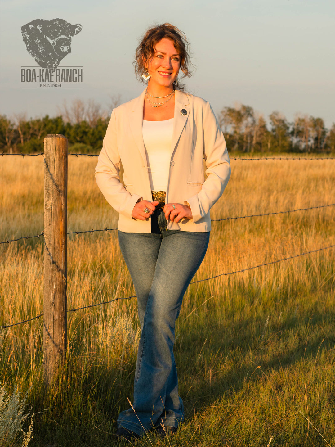 Neutral Twill Concho Blazer