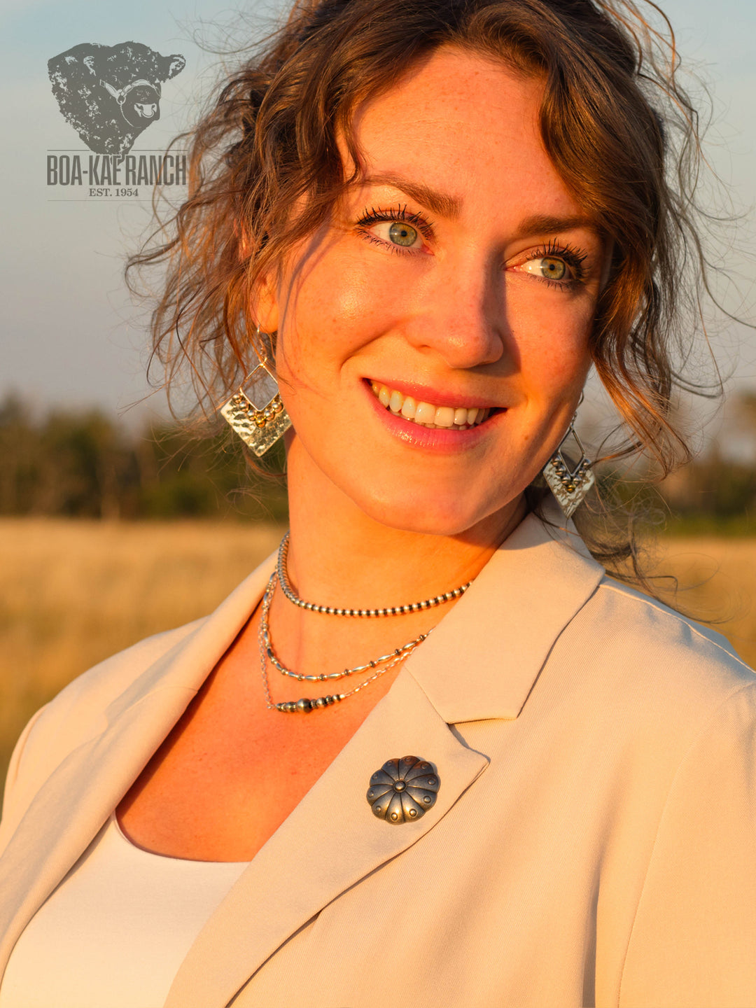 Neutral Twill Concho Blazer
