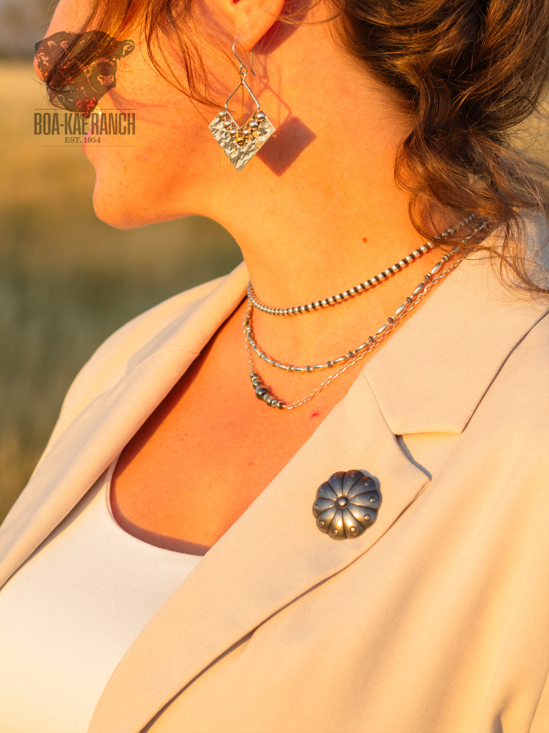 Neutral Twill Concho Blazer