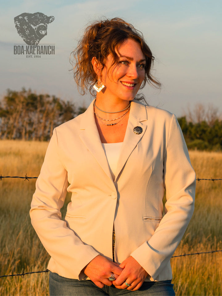 Neutral Twill Concho Blazer