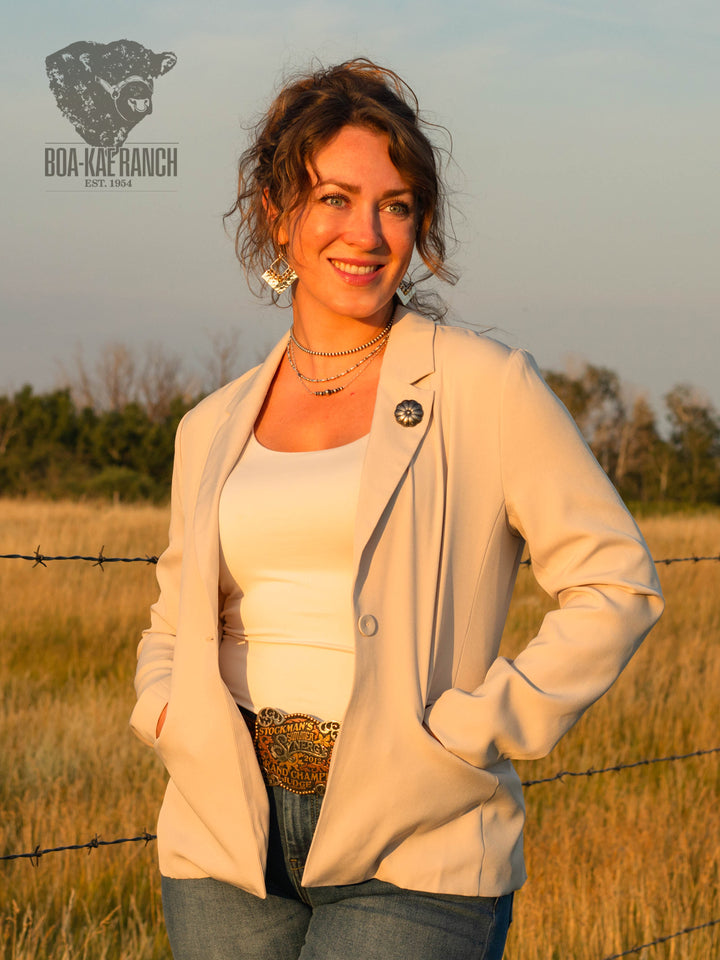 Neutral Twill Concho Blazer