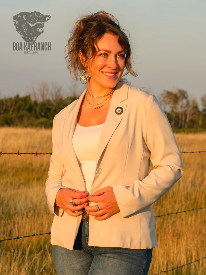 Neutral Twill Concho Blazer