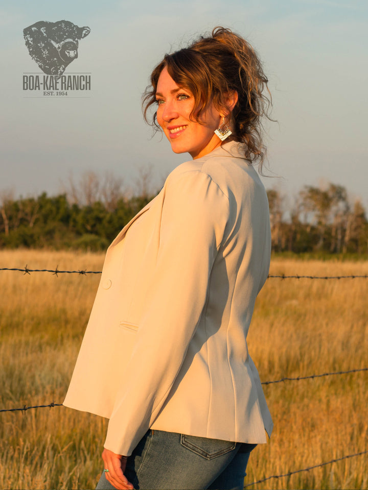 Neutral Twill Concho Blazer