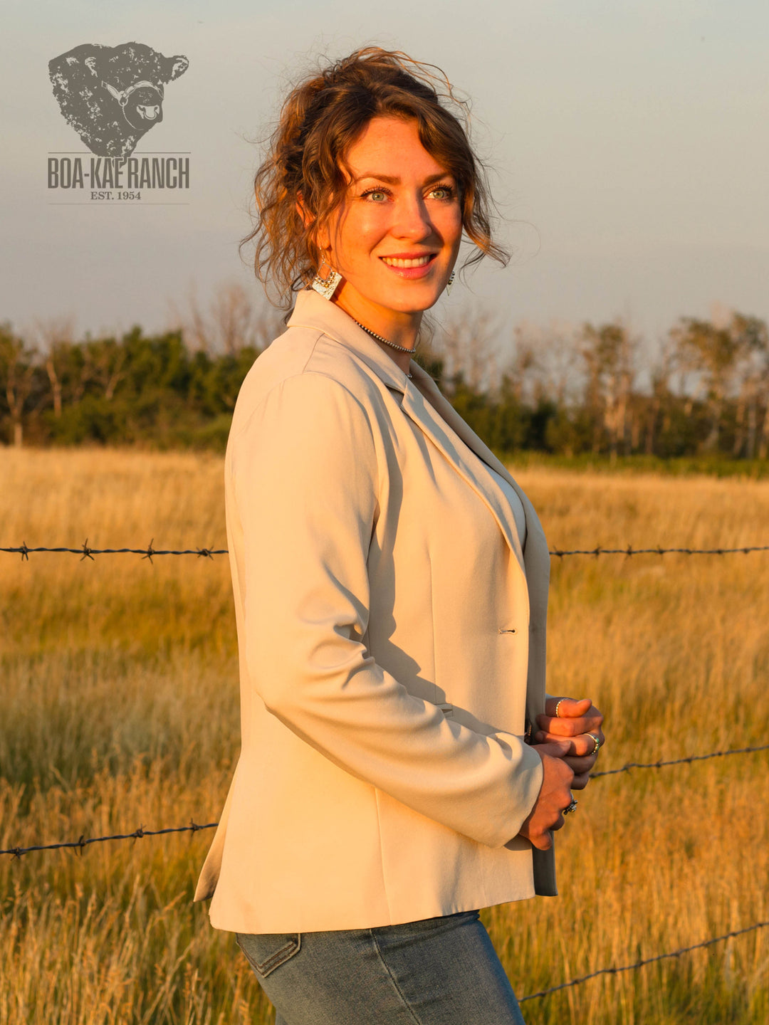 Neutral Twill Concho Blazer
