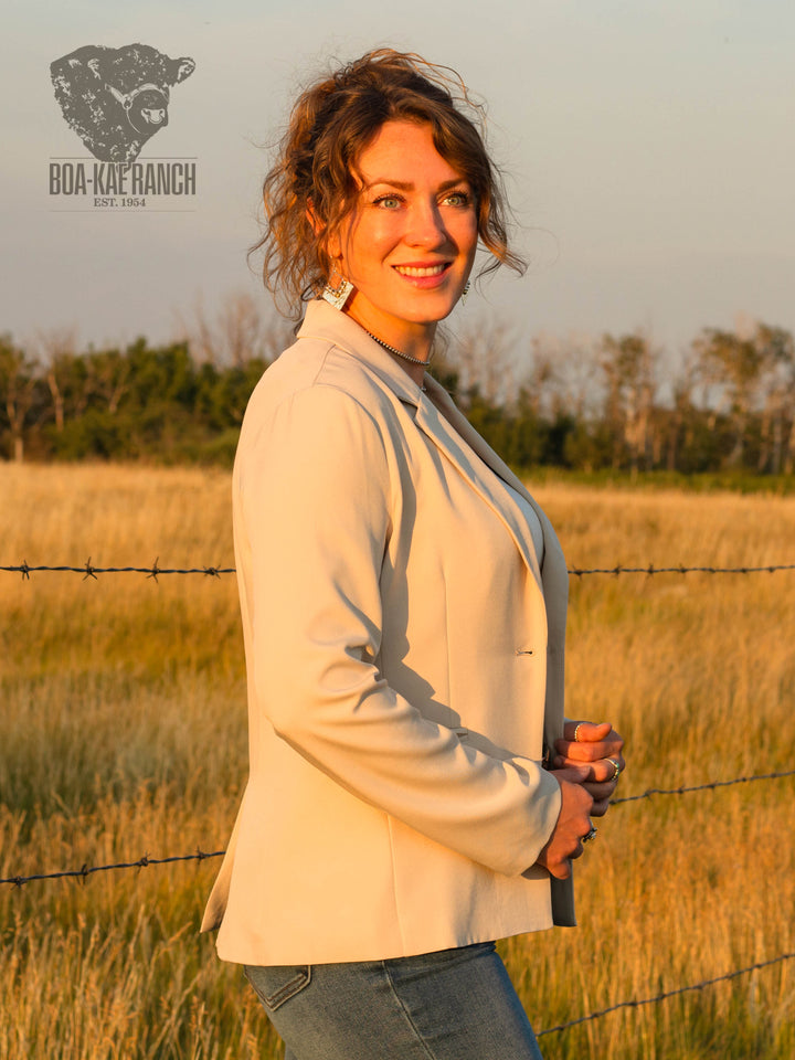 Neutral Twill Concho Blazer