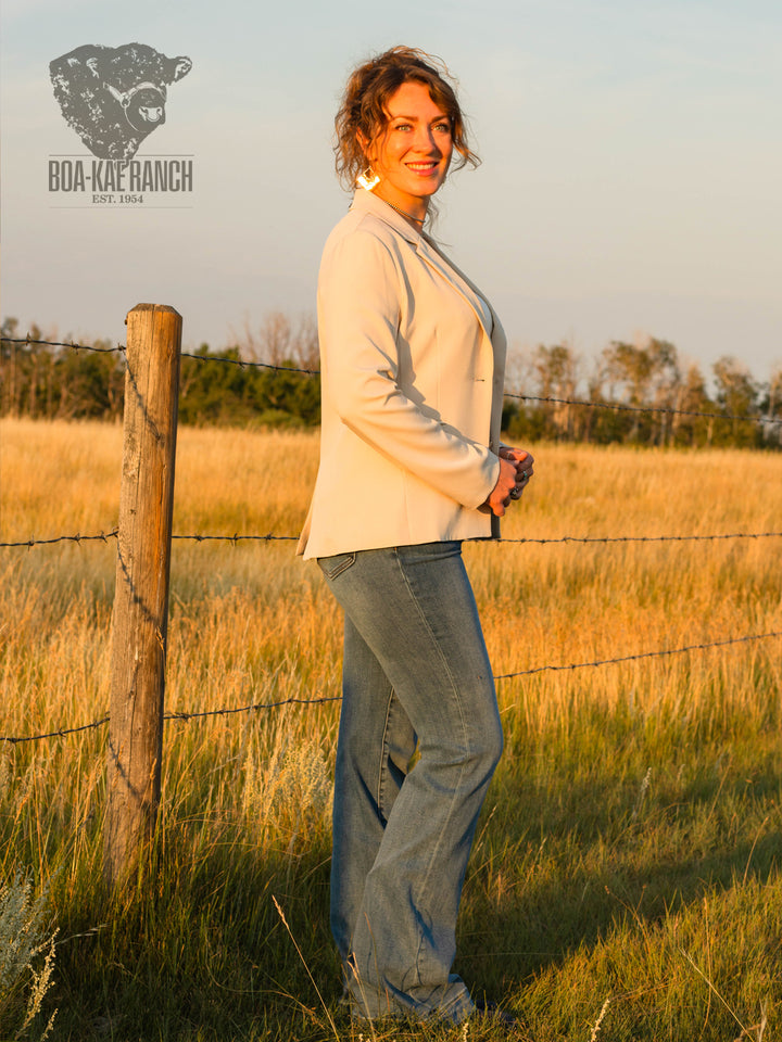 Neutral Twill Concho Blazer
