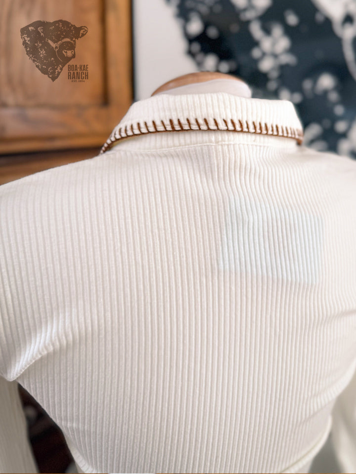 Contrast Stitch Ribbed Henley