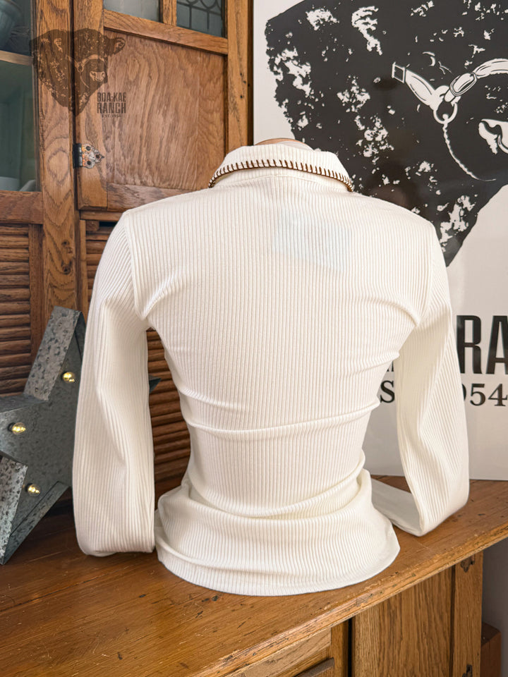 Contrast Stitch Ribbed Henley