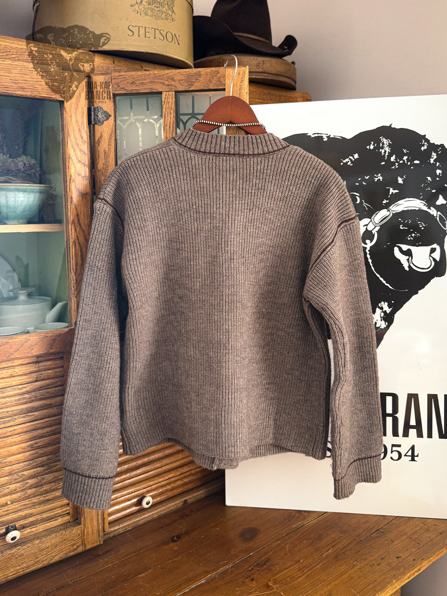 Contrast Stitch Flap Pocket Cardigan - L