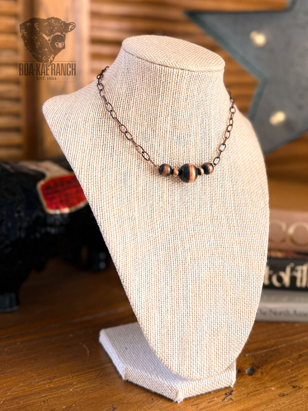 Copper Navajo Pearl Bar Necklace - A