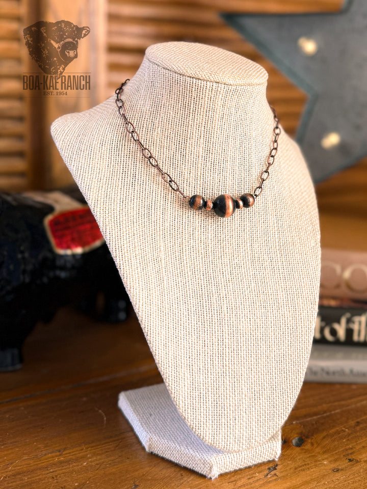 Copper Navajo Pearl Bar Necklace - A