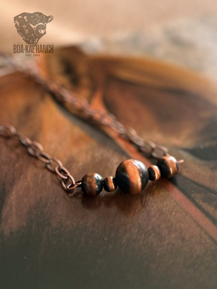 Copper Navajo Pearl Bar Necklace - A