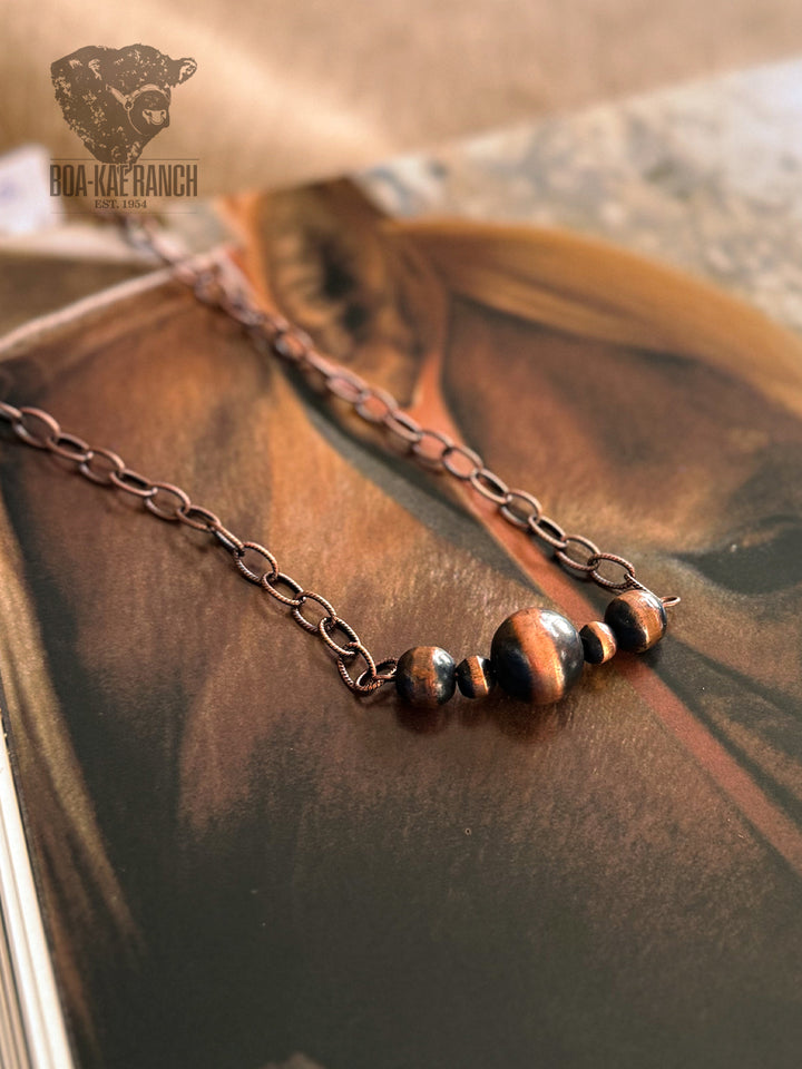 Copper Navajo Pearl Bar Necklace - A