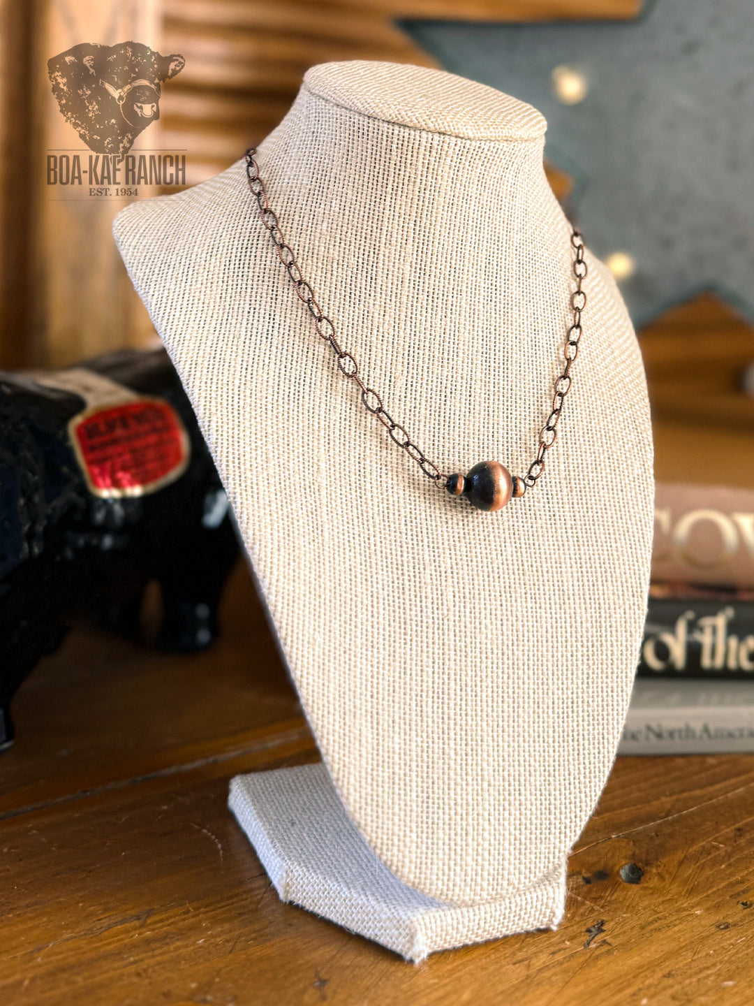 Copper Navajo Pearl Bar Necklace - B