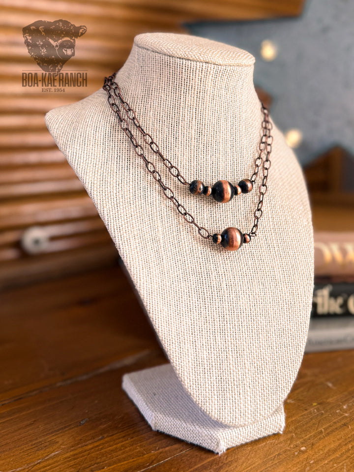 Copper Navajo Pearl Bar Necklace - B