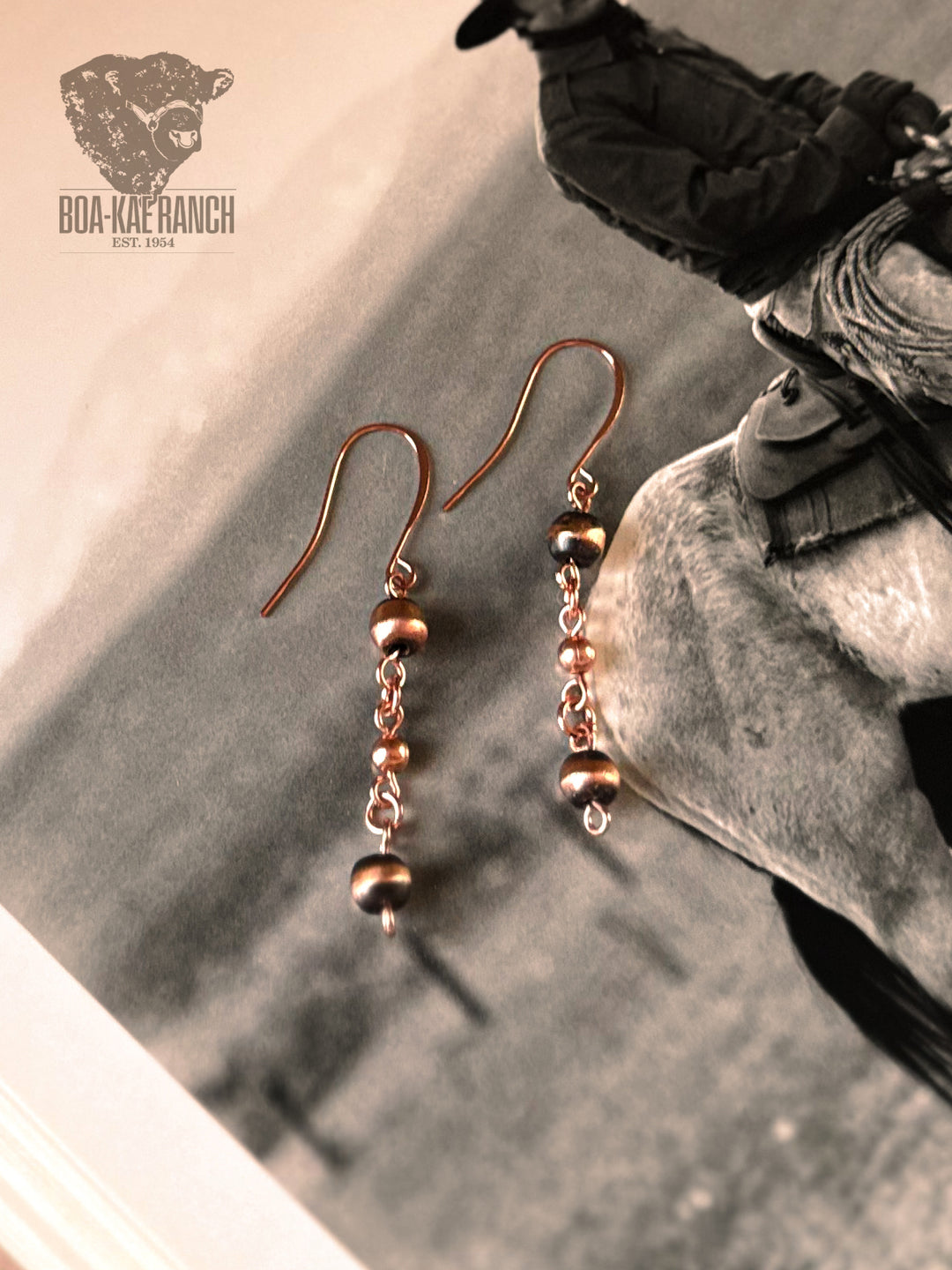 Copper Navajo Pearl Link Earrings