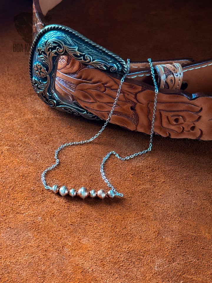 Seamed Copper Bead Bar Necklace