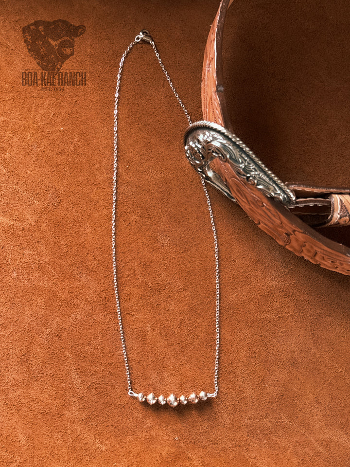 Seamed Copper Bead Bar Necklace