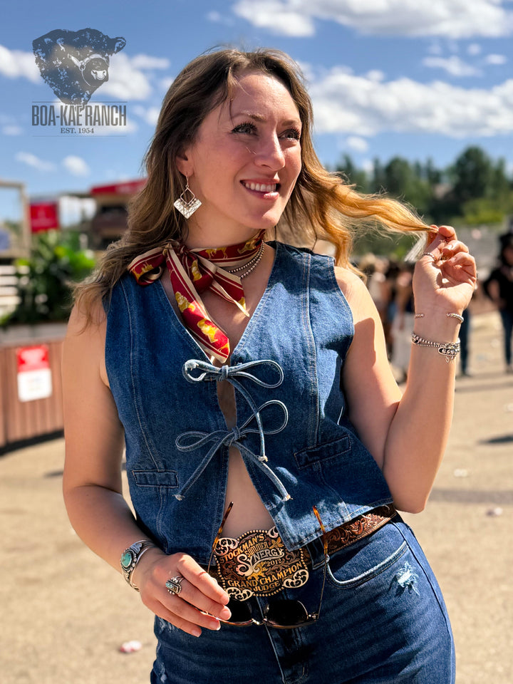 Bow Tie Detail Denim Vest
