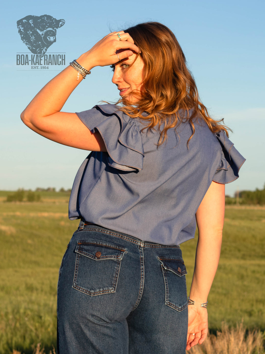 Denim Blue Pin Tuck Blouse